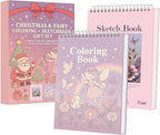 Fuxi Coloring Books for Girls, 60 Sheets (73lb/120gsm) Blank Sketch Book + 50 Designs Blank Coloring Book, Stocking Stuffers for Kids 8-12 Girls.