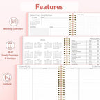 SUNEE 2026-2027 Planner - 24 Months (Jan 2026 - Dec 2027) - 7"x10" Monthly Spreads & Yearly Planner, Pink