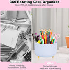 Gawsey Desk Organizers and Accessories Set with 360-Degree Rotating Pen Holder, Tape Dispenser, Stapler, Staple Remover, 1000 Staples, Tape, Clips Set, Ruler, Scissor, Pen