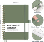 AHGXG Spiral Journal Notebook, 160 Lined Pages, A5 Medium Size (5.7'' x 8.3''), for Men & Women, Journaling, Writing, Work & Office, Hardcover, 100 GSM Thick Paper (Light Green)