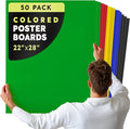 Hygloss Large Colored Poster Board 22x28 - 50 Assorted Standard Color Poster Boards Bulk Pack - Red, Yellow, Green, Blue, Black - 10 Pt. Thickness Poster Board Paper - Posterboard Multipack 22" x 28"