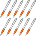 DISCOUNT PROMOS Ballpoint Pens With Rubber Grip, 10 pack, Black Ink Writing Pens in Bulk, Orange