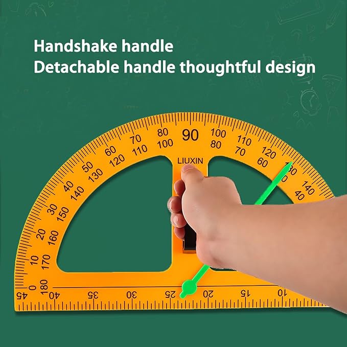 Magnetic Geometry Tool, Protractor, Triangle Rulers Easy Attachment Blackboard Measurement Kit, Teacher Board Protractor Multi-Purpose Kit Large Teaching Aids (Three-Piece Set)