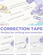 Four Candies White Correction Tape, 39.4 Feet, 12 Pack Easy to Use Applicator for Instant Corrections, Tear-Resistant, Smooth & Quick-Drying Tape for Office & School Supplies