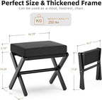 BAMBOOHOMIE Foldable Foot Stool Ottoman, Modern Foot Rest with Bamboo X Legs & Thick Foam Cushion, Folding Foot Stools Small Padded for Bedroom Living Room, Footstool for Chair Couch (Black - Black)