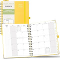 POPRUN Monthly Planner 2025-2026 Spiral Hardcover (8'' x 10''), 18 Months Calendar (Jul.2025 - Dec.2026) - 2 Pages per Month with Dotted Note Pages, Sunday Start, Laminated Tab - Light Yellow
