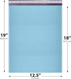 Light Blue 12.5x19.5 Inch Large Poly Bubble Mailers #6 | Padded Envelopes with Self Seal | Air Lined Cushioned Bubble Mailer | Usable Size 12.5x15 | 100 Pack Bulk | Lightweight shipping Bags