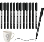 12 Pack Fine Point Black Permanent Marker Pens 0.6mm, Quick-Dry Waterproof Ink for Writing Drawing Labeling on Plastic Wood Metal Glass, Long-Lasting Fine-Tip Markers for Office School Home Crafts