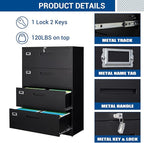 Fesbos Lateral File Cabinet with Lock, 4 Drawer Large Metal Filing Cabinet,Home Office Lockable Storage Cabinet for Hanging Files Letter/Legal/F4/A4 Size-Assembly Required