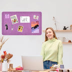 Vuzvuv Violet Purple 28"x16" Large Cork Board with 50 Push Pins & Sticky Notes, Self-Adhesive Bulletin Board for Wall, Felt Pin Vision Board for Paste Notes,Schedules Offices Home