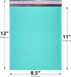 Teal Poly Bubble Mailers 8.5x12 inch #2 | Self Seal Padded Envelopes | Cushioned Bubble Mailer | Usable Size 8.5x11 | Water Proof | Lightweight mailing Shipping Bags | 200 Pack Bulk