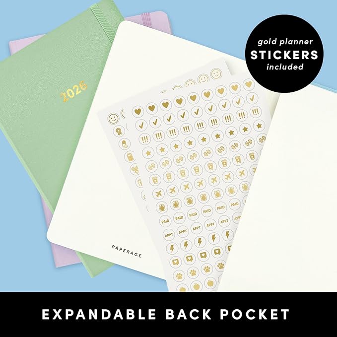 PAPERAGE 2026 Weekly & Monthly Planner, 12 Months (January 2026 - December 2026), 5.6 in x 8 in, Hardcover 2026 Planner with Weekly & Monthly Spreads, Note Pages, Stickers & Back Pocket – Slate