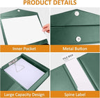 HUA JIE A4 Storage File Boxes Plastic Archives Cases with Clip, PVC File Folder Organizer Document Storage Filing Box for Office,32.5×6.5×24 cm, Green(Pack of 6)