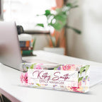 Personalized Name Plate for Desk, Custom Desk Name Plate, Acrylic Name Plate Office Desk Accessories, Personalized Office Gifts for Coworkers Teachers, Employee Appreciation Gifts (A-Watercolor)