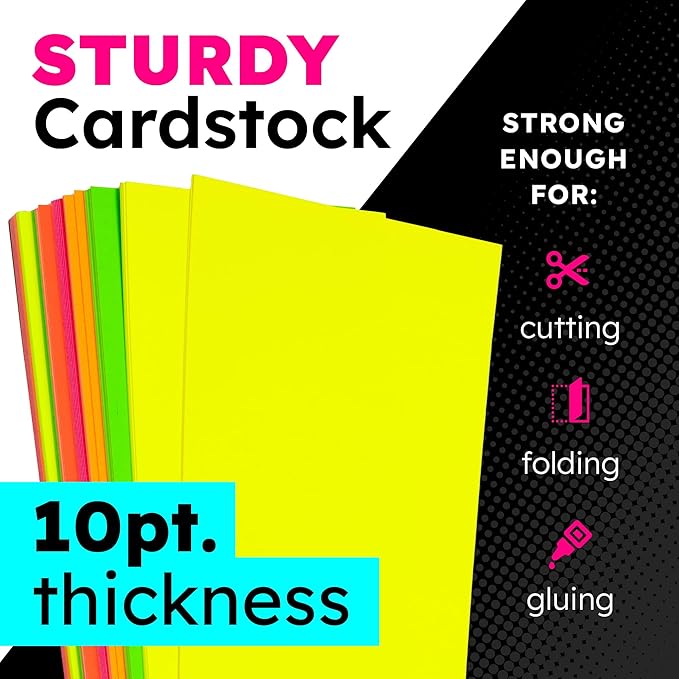 Hygloss Large Poster Board 22x28 - 25 Assorted Neon Color Poster Boards Bulk Pack - 10 Pt. Thickness Colored Poster Board Paper for Projects, Signs, Displays, Crafts - Posterboard Multipack 22" x 28"