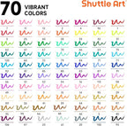 Shuttle Art Dual Tip Brush Pens, 70 Colors, Fine and Brush Dual Tip Markers Set, Portable Storage Case, Ideal for Calligraphy, Coloring, Doodling, Writing
