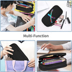 Pazacon Cute Initial Pencil Case for Kids Students, Large Capacity Pencil Pouch for Boys Girls, Letter Design Pencil Box Pen Bag Office Stationery Organizer, Rainbow Letter X
