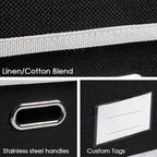 PRANDOM Foldable Storage Box with Lid [3-Pack] Fabric Collapsible Storage Bin Organizer Container Basket Cube with Cover for Home Bedroom Closet Office Nursery Black (14.9x9.8x9.8)