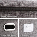 PRANDOM Large Foldable Storage Bin with Lid [1-Pack] Linen Fabric Decorative Storage Box Organizer Containers Basket Cube with Handles Divider for Bedroom Closet Office Living Room (17.7x11.8x11.8)