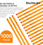 Shuttle Art Wood-Cased #2 HB Pencils, 1000 Pack Sharpened Yellow Pencils with Erasers, Bulk Pack Graphite Pencils for School and Teacher Supplies, Writing, Drawing and Sketching
