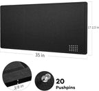 Lightomorrow Bulletin Board, 35 x 17 1/2 inches Felt Board - Decorative Pin Board, Cork Board Alternative for Wall, Foldable Self-Adhesive Vision Board Prayer Board with 20 Pushpins Black