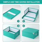 2 Pcs Checks Storage Box with Lid Document Boxes Banker Boxes Lake Green Document Bin Snap Close Receipt Box Storage Foldable Cardboard Record Boxes For Files Orangize Books Files Envelope 12"x10"x5"