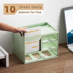 Marbrasse Desk Organizer with 3 Drawer, Multi-Functional Pencil Pen Holder for Desk, Desk Organizers and Accessories with 4 Compartments, Desktop Organizer Storage for Office Home Supplies (Green)