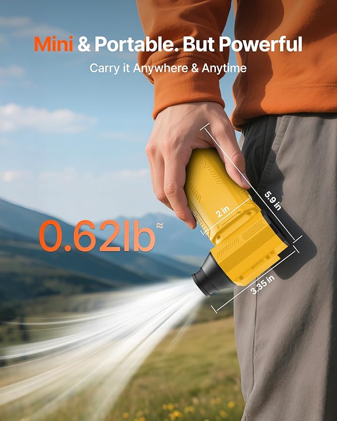 ZOAIVR Compressed Air Duster, 130,000RPM Ultra-Powerful Cordless Electric Air Duster with 8000mAh Rechargeable Battery, 4-Gear Adjustable Air Blower for Keyboard, Computer, Car, Home Cleaning - Yellow