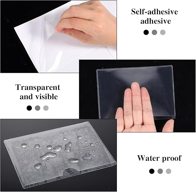 36 Pack 3" x 5" Index Card Holder Adhesive Plastic Label Holders Clear Tote Bag Labels Stickers for Organizing Storage Bins Library Card Shelves