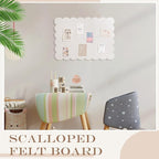 Mooliwe Scalloped Felt Bulletin Board 24 x 18 Inches Foldable Camel Pin Cork Board Alternative for Wall, 2' x 1.5' Trifold Picture Vision Self Adhesive Bulletin Decorative