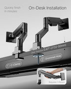 monTEK Deluxe Monitor Arm with USB A/C up to 40 Inch Holds 26.4 lbs Curved Screens Aluminum Fully Motion Single Monitor Stand with Clamp/Grommet, Quick Release Plate,75/100mm VESA, MA1008UCBK