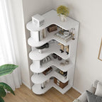 Farini 5-Tier Corner Bookshelf,L-Shaped Bookcase Freestanding Storage Shelf & Display Stand for Living Room, Office, Bedroom,White
