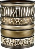 Zahari Home Decorative Trash Can for Bathroom, Office & Bedroom - 2.1 Gallons Stylish & Small Trash Can for Dorms, Desktop & Restroom - Chic Waste Basket for Compact Spaces, Safari Stripes