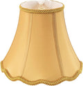 Saangseon Bell Lamp Shade, Scalloped Golden Fabric Lampshade Replacement, Softback, 6'' Top x 11.5'' Bottom x 9.5'' Slant Height x 9'' Vertical Height, Lamp Harp Included
