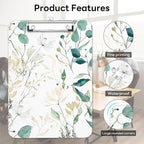 Luminzo Plastic Cute Clipboard Low-Profile Metal Clip, A4 Letter Size 9 x 12.5 in, 8.5 x 11 Paper Clip Board for Teachers, Nurses, Classroom,Fresh Greenery
