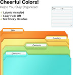 Dunwell Plastic Colored File Folders (6 Pack), 1/3 Tab File Folders for 8.5x11 Letter Size Documents, Assorted Pastel Colors, Acid-Free Poly for Long Term Storage, Includes Labels