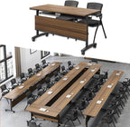Folding Conference Table,61in Rectangle Conference Room Tables,Large Rolling Meeting Seminar Tables for 2-8 People,Mobile Training Table with Caster,Collapsible Conference Training Tables for Office