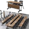 Folding Conference Table,Modern Office Conference Room Tables,Flip-Top Mobile Training Seminar Table,Foldable Rolling Meeting Table with Caster Wheels,Suitable for Office,Meeting Room (4Pack 47.2in)