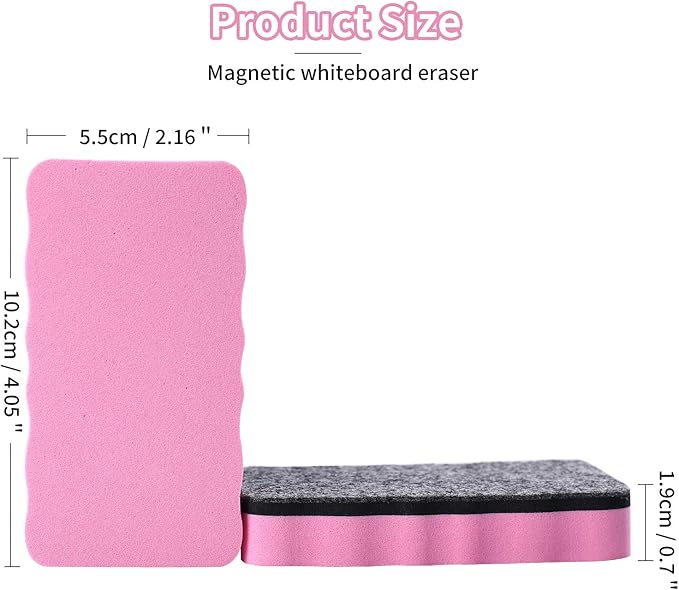 Dry Erase Erasers, 8 Pack Magnetic Whiteboard Eraser Chalkboard Eraser Dry Eraser for Classroom Office and Home (8pcs Pink)