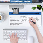 Varhomax Glass Desk Whiteboard with Storage, Desktop Organizer Dry Erase White Board to-do List Memo for Home Office and School Supplies (Blue)