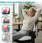 Memory Foam Seat Cushion,Office Chair Cushion with Lumbar Support,L-Shape Ergonomic Cushions with Strap,Non-Slip Sciatica,Hemorrhoids, Tailbone Pain Relief for Office Workers,Driver (Black+Light Gray)