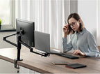 Viozon Monitor and Laptop Mount, 2-in-1 Adjustable Dual Arm Desk Mounts Single Desk Arm Stand/Holder for 17 to 32 Inch LCD Computer Screens, Extra Tray Fits 12 to 17 inch Laptops (Black)