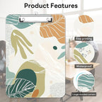 Luminzo Plastic Cute Clipboard Low-Profile Metal Clip, A4 Letter Size 9 x 12.5 in, 8.5 x 11 Paper Clip Board for Teachers, Nurses, Classroom,Boho Leaves