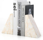 Marble Bookend for Heavy Books, Decorative Bookends for Shelves, Durable and Heavy-Duty Book End for Hardback Books & CDS, Unique Book Stopper & Holder, Sunny Golden, Set of 2