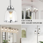 Eidonta 4 Pack Clear Glass Shade Replacements, Bell Shaped Glass Shade Covers with Silver Ring, 4.92"High, 4.72"Diameter, 1.65 "Fitter, High Transmittance Globe Lampshade