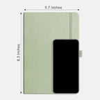 RETTACY Bullet Dotted Journal Notebook, 256 Pages, A5 Medium Size (5.7'' × 8.3''), Leather Hardcover, 120 GSM Thick Paper, for Bullet Journaling, Planning, Tracking (Light Green)