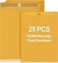 Motipuns 25 Pcs Manilla Envelopes 16 x 20 Inch Large Clasp Envelope Catalog Envelopes with Clasp Closure for Mailing Thick Documents Home, Business, Legal or School Storing Mailing (Golden)