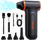 JUFINX X117 Compressed Air Duster-150000RPM Super Power Snow Blower, 3-Gear Adjustable Mini Blower with Fast Charging, Electric Air Duster for Leaves,Snow,Computer, Keyboard, House, Outdoor,and Car