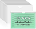 NIUBIER Storage Bin Labels, 36 Pack 5x7 Index Card Holder, Clear Adhesive Pockets, Removable Tote Labels Stickers for Packing Moving Box & Containers, Easy Peel Off