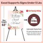 VAIIGO 2Pack Black Easel Stand for Sign & Poster - 63" Adjustable Metal Display Easels for Wedding Welcome Signs, Painting, Canvas, Art & Picture - Portable Folding Tripod with Carry Bag, Holds 5 Lbs